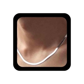 Allereyae Punk Snake Chain Necklace Silver Herringbone Necklace Vintage Flat Chain Necklace Flexible Snake Bone Necklace Chain Jewelry