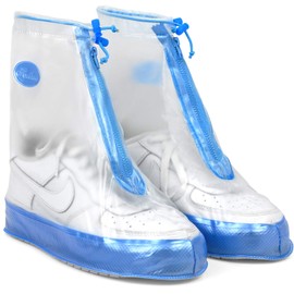 Fundas para zapatos de lluvia | Fundas impermeables para zapatos para hombres y mujeres, superzapatos reutilizables (transparente/azul, mediano)