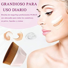 Brochas de Maquillaje, Brocha Kabuki con Brochas para Contorno y Esponja Maquillaje, Brocha para Base de Maquillaje Profesional