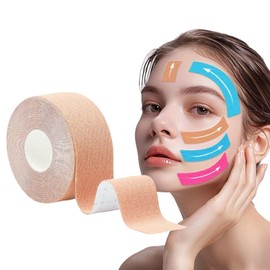 Xolixorium Face Tape 2.5cm x 5m - Natural Kinesiology Tape for Wrinkle Reduction, Fine Lines, Crow's Feet, Sagging Skin, Non-Invasive Facial Lift Patches (2.5cm*5m*1Pcs)