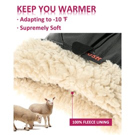FEIQIAOSH Winter Leather Gloves for Women, Premium Sheepskin Warm Gloves for Cold Weather, Fleece Lining Touch Screen Glove