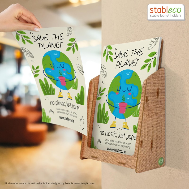 stableco 1x Ecological Wall Brochure Stand DIN A4 Vertical 1