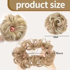 Haarteil Mit Gummiband, Groß Dutt Haarteil Gelockt Haargummi Mit Haaren Hochsteckfrisuren Haarverlängerung Messy Bun Haarteile für Damen Mädchen Pferdeschwanz (Blond)