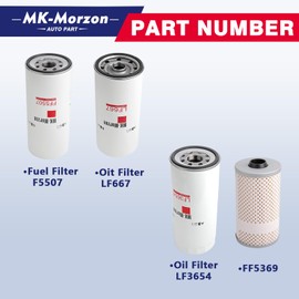 LF667(X2) LF3654 FF5507 FF5369 Fuel Oil Filter Kit Compatible with Volvo D12 D13 Oil Change Kit Replaces# 20972293 21707133 21707132