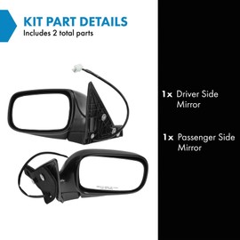 TRQ Driver and Passenger Side Power Mirror Textured Black Without Heat Without Memory Compatible with 2004-2007 Subaru Impreza SU1320112 SU1321108