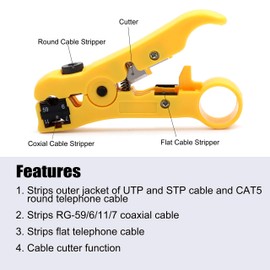 Coax Cable Crimper Kit, Yangoutool Coaxial Compression Tool, Adjustable RG6 RG11 RG59 75-5 75-7 Coaxial Cable Stripper