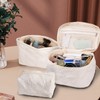Sarrany White Quilted Makeup Bag, Cute Make Up Bag Organizer