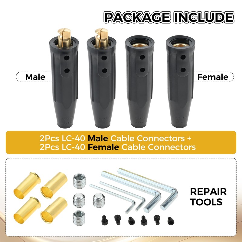 2Set LC-40 Welding Leads Quick Connector, Welding Cable Connectors, Male