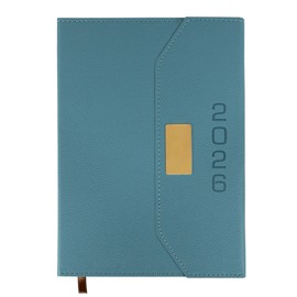 2026 Daily Monthly Planner - Calendar, January - December 2026, 100GSM Thick Paper, Leather Cover, Planner with Hourly Schedule,6.1" x 8.2", Daily Inside Page - Monthly Inside Page, Pen Holder, Bookmarks (Light blue)