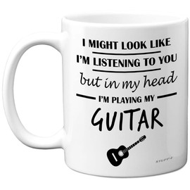Stuff4 Guitar Gifts for Men Women - in My Head I'm Playing My Guitar - Music Gifts for Guitarists Guitar Players, Funny Novelty Musicians Presents, 11oz Ceramic Dishwasher Safe Premium Mugs