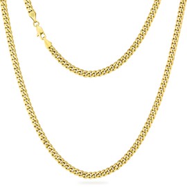 KRKC&CO Cadena Para Hombre, Cadenas Cubana de Oro 18k Chapada/Plata, Acero Inoxidable, Collar Mujer de Estilo Casual Hiphop 5/6/8mm