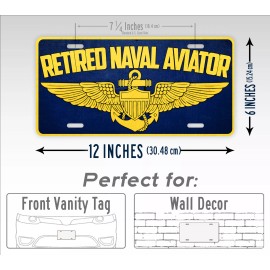 SignsAndTagsOnline.com Retired US Naval Aviator Wings License Plate Navy Pilot Veteran Auto Tag