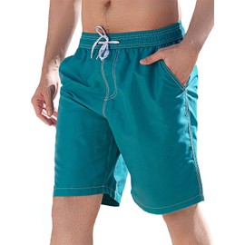 Lyriker Quick-drying swimming shorts with mesh inner briefs and pockets, men's swimming trunks, short sports shorts, sports shorts, Green