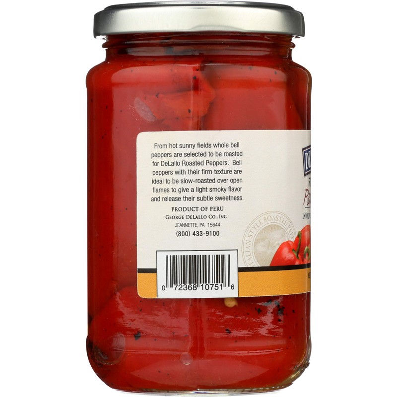 DeLallo Roasted Red Peppers w/Garlic, 12-Ounce Jars (Pack of 12)