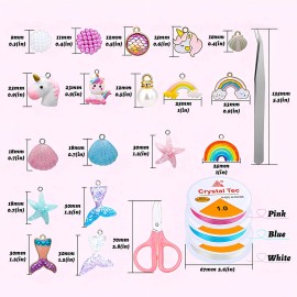 Kit Para Hacer Pulseras KINICHPLAY Con 743 Cuentas, Estuche Porttil Con Hilos Y Tijeras, Ideal Para Crear Pulseras, Collares, Diademas, Manualidades  