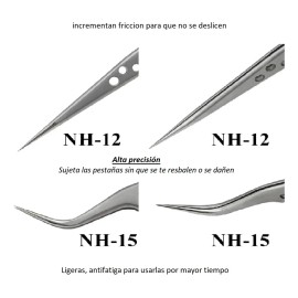 Pinzas Para Extensiones De Pestañas Nagaraku (curva Y Recta) Plateado 1.4 Cm 1 Mm
