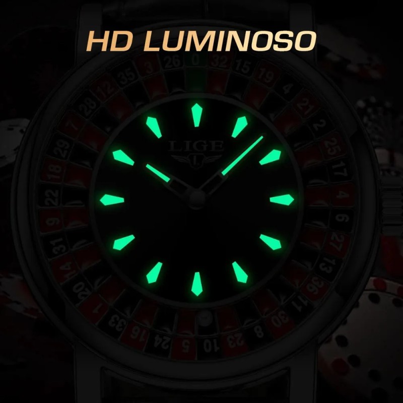 LIGE Reloj De Cuarzo LG89161 Casual Jugadores De Cuero Impermeable