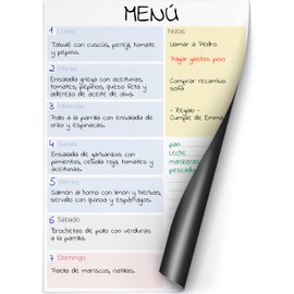 PACKLIST Magnetic Whiteboard Fridge Weekly in Spanish. Weekly Planner Whiteboard Magnetic Fridge A4 with Colourful Design – Organize Your Life, Meals and Daily Activities Organize Your Life Well!