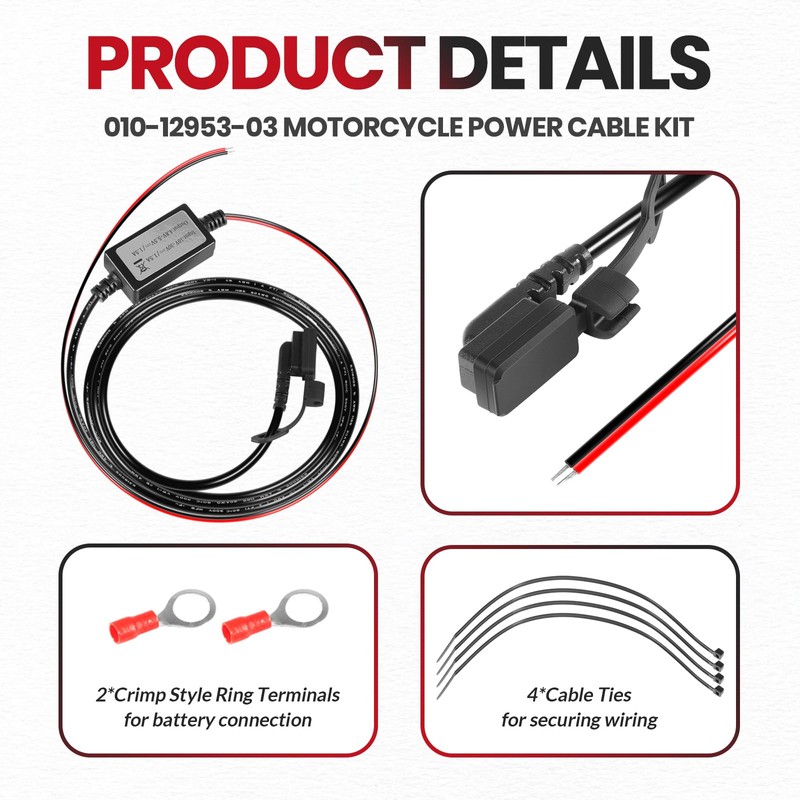 010-12953-03 Motorcycle Power Cable for Garmin Tread and zūmo XT