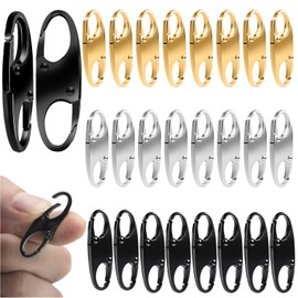 24 Pcs Zipper Clips Anti Theft Dual Opening Design Zipper Locks Small S Carabiner Clip Theft Clasp for Backpack Purse Luggage Suitcase(8 Black+8 Silver+8 Gold)