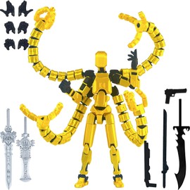 PkghoKids Assembly Completed T13 Action Figure 3D Printed Multi-Jointed Movable Titan 13 Lucky 13 Dummy 13 Nova 13 Robot 13 Action Figure Desktop Decorations for Game Lovers (Yellow)