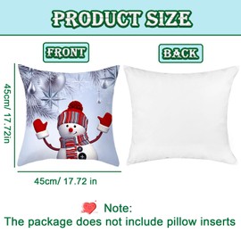 LYINUR Christmas Cushion Covers Set of 4, 18 x 18 Inch Christmas Decorations Throw Pillow Cover Xmas Sofa Cushion Covers Themed Santa Snowman Decorative Pillows Cases for Bedroom (45 x 45 cm)