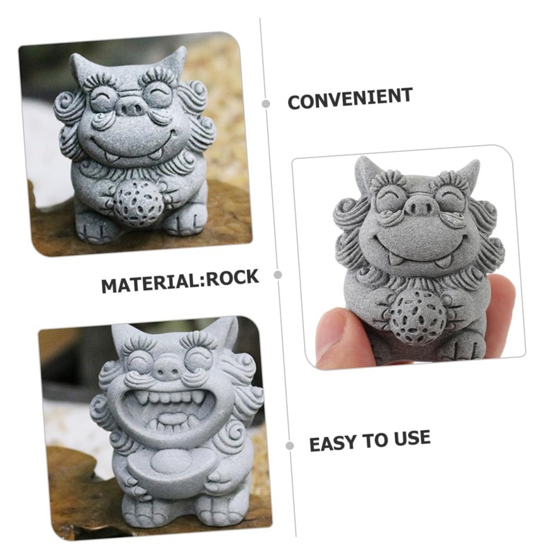 Levemolo 2pcs Mini Lion Statue Sturdy Decorative Lion Figurine Chinese