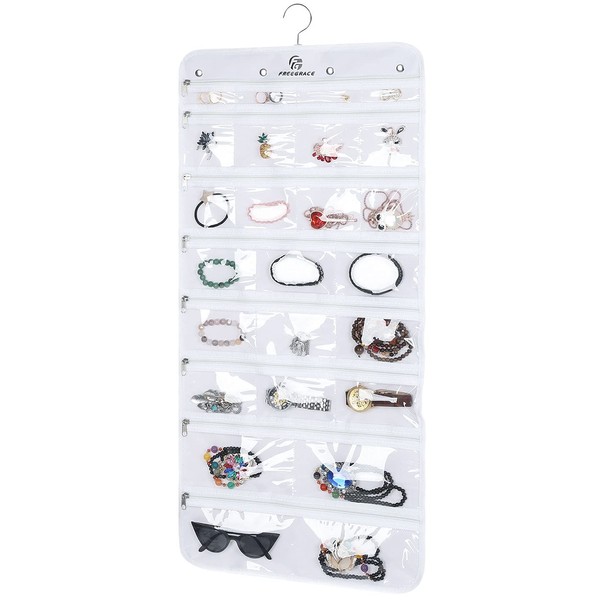 Freegrace Hanging Jewelry Organizer Revolving Hanger - Secure Zipper Closure