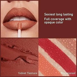 6-Pack Matte Lipstick Set - Waterproof, Long-Lasting & Moisturizing | All-Day Wear for Women & Girls