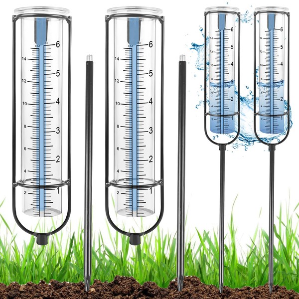 2 Stück Regenmesser für Garten Frostsicher Gglas, 6 Zoll Niederschlagsmesser