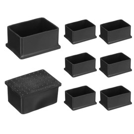 sourcing map 8pcs Rectangle Chair Leg Caps PVC Chair Leg Floor Protectors Non-Slip Chair Feet Covers for Hardwood Floors Furniture Protectors, Black, 40 x 60 MM