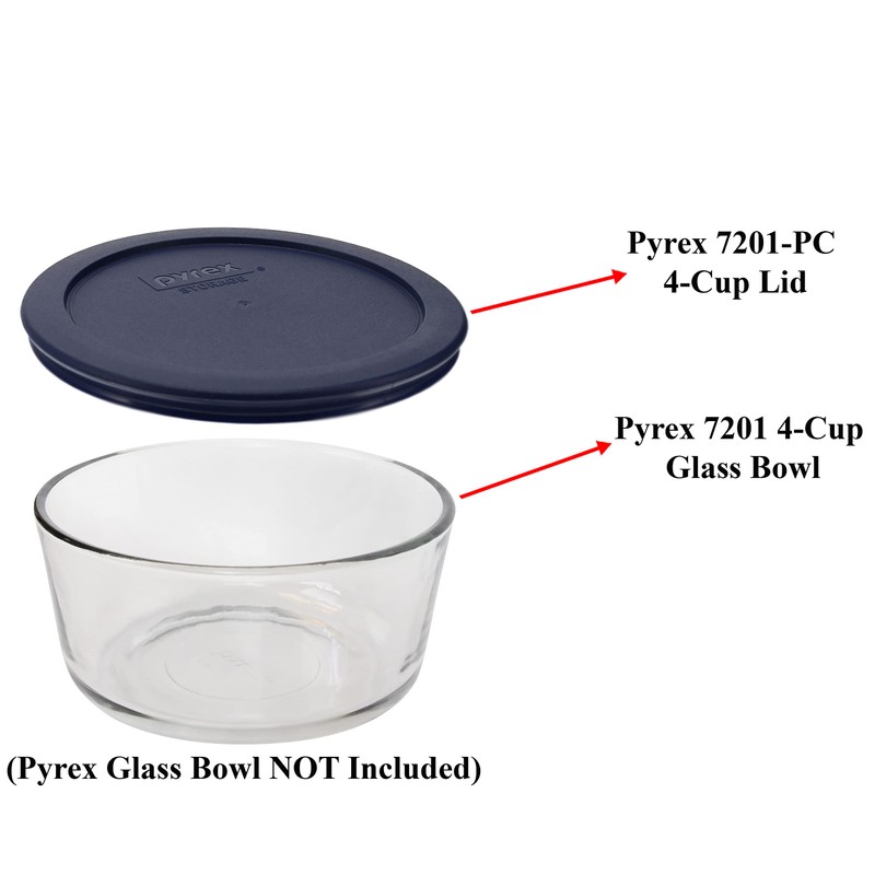 Pyrex 7201-PC 4-Cup Dark Blue Round Replacement Lids - 3