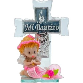 Cruz de Cristal Recuerdo Bautizo Niña 12 Piezas