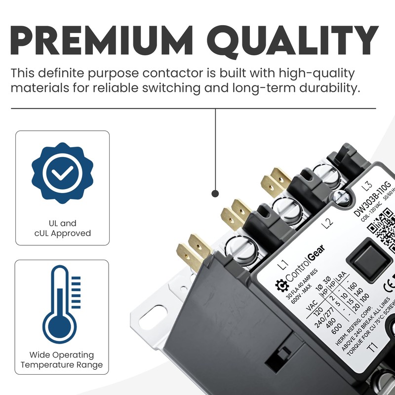 3 Pole Definite Purpose Contactor 120V Coil, 30 Amp Definite