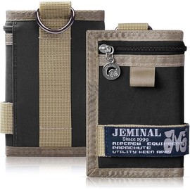 JEMINAL Trifold Wallet for Men Canvas Outdoor Sports Keychain Wallet with Multiple Card Slots and ID Window Black Gifts for Dad from Son Daughter Wife