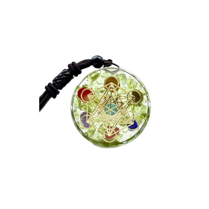 LXMYLI Orgone Metatron Cube Merkaba Pendant Necklace, 7 Chakras om