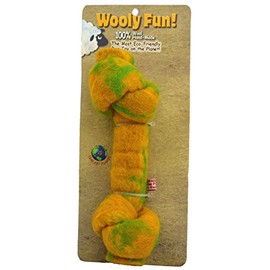 One Pet Planet Wool Knotted Bone Chew Toy, 8.5-Inch, Yellow