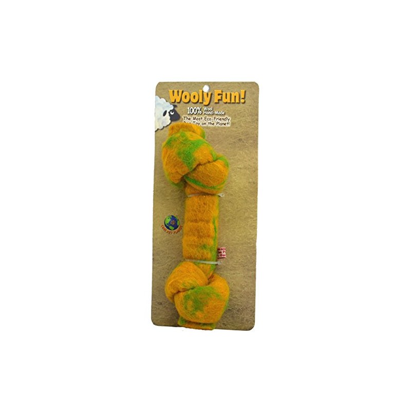 One Pet Planet Wool Knotted Bone Chew Toy, 8.5-Inch, Yellow