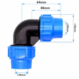 Okaywork Pack of 3 PE Pipe 20 mm, PE Pipe Screw Connection Angle 90 Degrees, Plastic PP Coupling Blue, PP Fitting Angle 90°, PE Pipe Connector Plastic PP Coupling for Indoor and Outdoor Installations