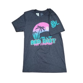 Red Dirt Hat Company Mens Miami Vice Dark Grey Tee Shirt Grey M