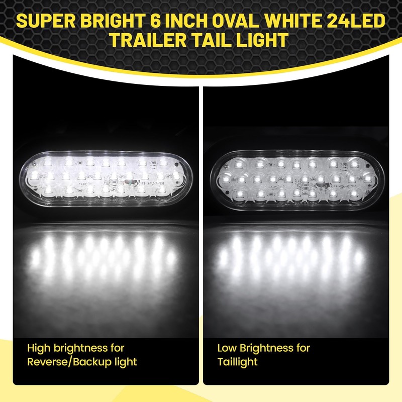 Oyviny 6 Inch Oval White LED Trailer Tail Lights with