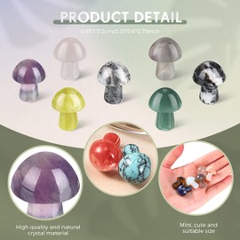 72 Pcs Crystal Mushroom Sculpture Decor Hand Carved Polished Healing Mushroom Shape Crystals Gemstone Mushrooms Mini Quartz Mushroom for Witchcraft Supplies DIY Meditation Pot Outdoor Yard Home Decor