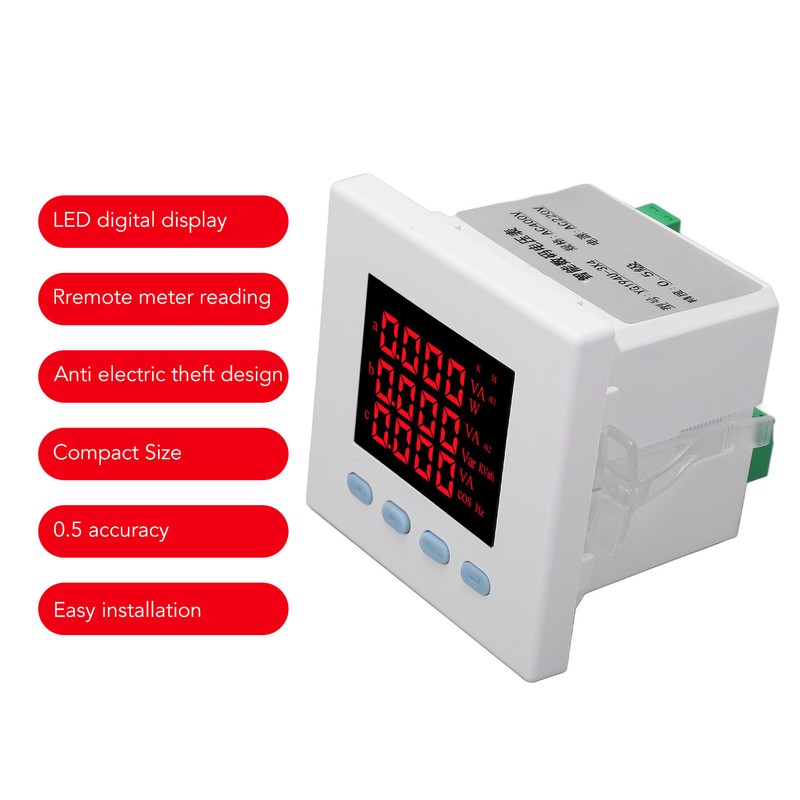 Intelligent Digital Voltmeter 3 Phase White ABS Flame Retardant Electricity