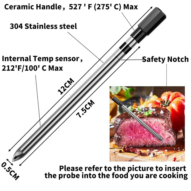 500ft Smart Bluetooth Meat Thermometer with IP66 Waterproof, Food Thermometer
