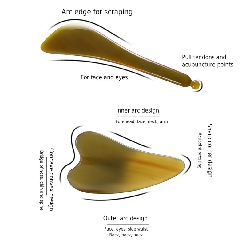 2Pcs Gua Sha Plate Buffalo Horn Guasha Board Massage Scraping