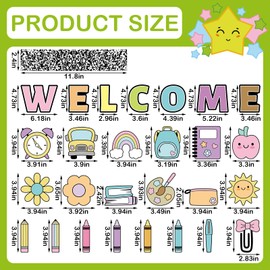 Mooliwe 63 Pcs Girl Style Bulletin Board Decoration Set Welcome Back to School Bulletin Boards Cutouts Composition Notebooks Border Trims for School Classroom Party Wall Door Decor