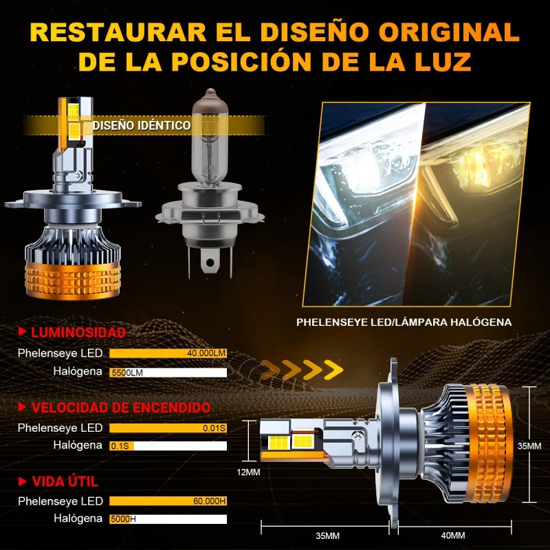Kit De Faros H4 H11 H7 9005 9006 Auto Luz