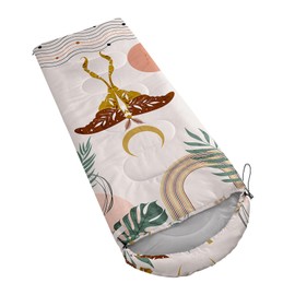 AILONEN Moth Butterfly Camping Sleeping Bags,Lightweight & Waterproof,3 Season Warm & Cool Weather,Mid Century Boho Rainbow Abstract Moon Sleeping Bags for Boys Girls Adults,Traveling,Outdoors