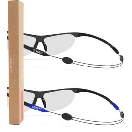 GERNEO® - Secure Hold - Adjustable Sports Glasses Strap - Glasses Strap & Glasses Cord for Sports Waterproof Glasses Strap Men & Women - Reliable Hold - Glasses Strap Children, 1 x black, 1 x blue