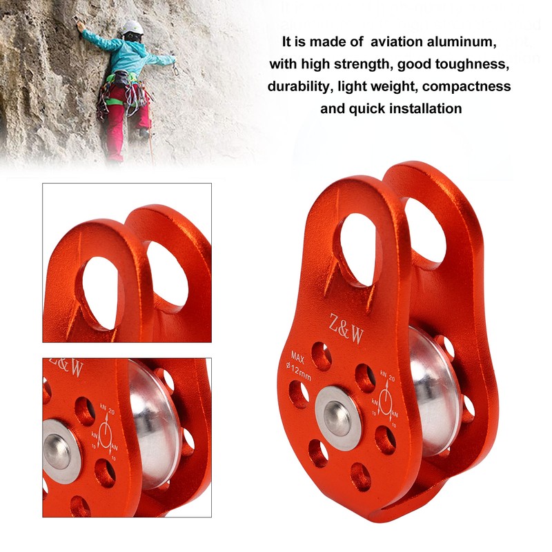 Rock Climbing Pulley Fixed Sideplate Single Sheave Pulley Orange Lift